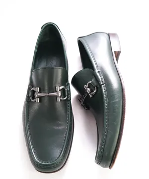 $700 SALVATORE FERRAGAMO - "GIORDANO" Green Leather Loafer- 12D