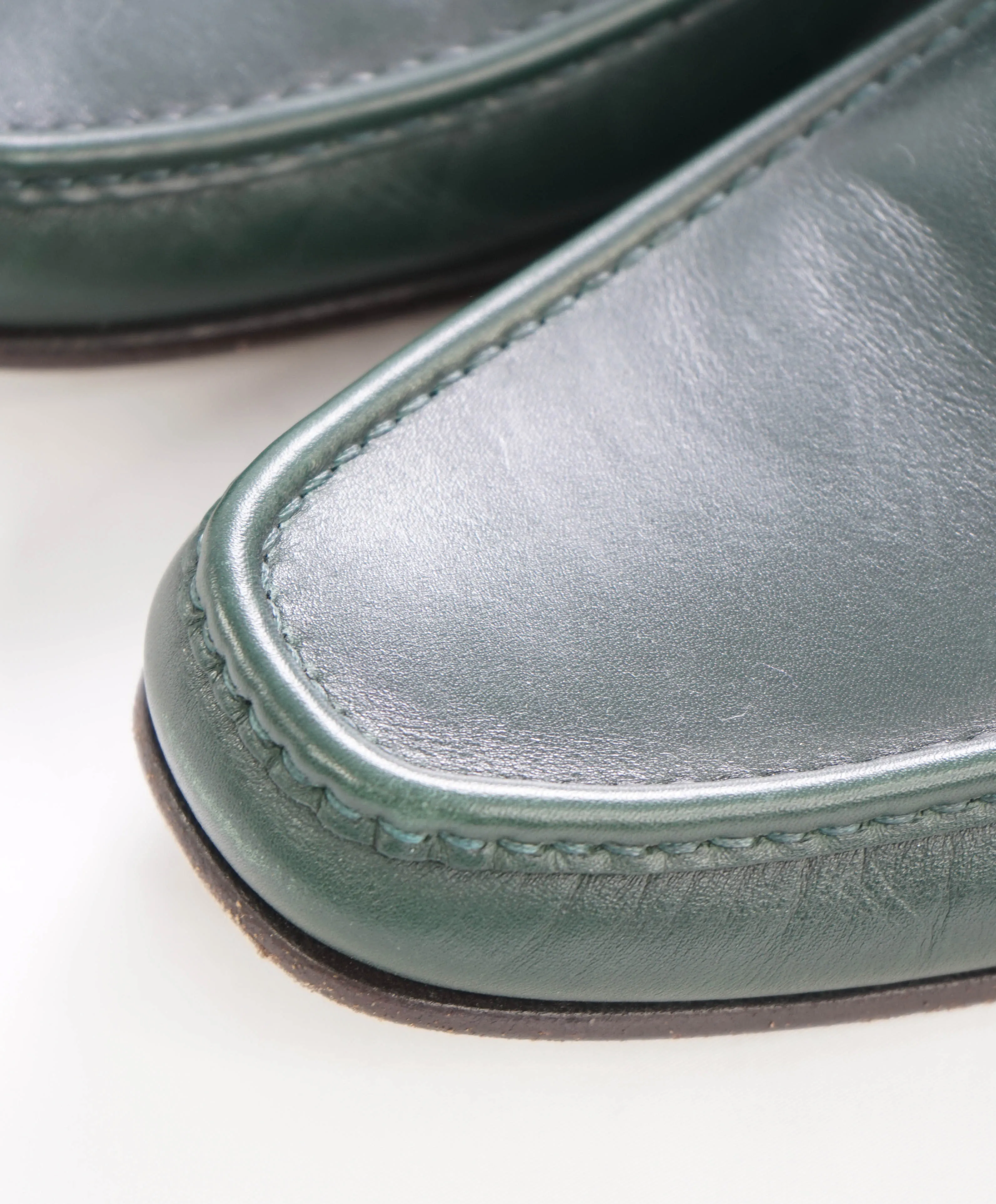 $700 SALVATORE FERRAGAMO - "GIORDANO" Green Leather Loafer- 12D