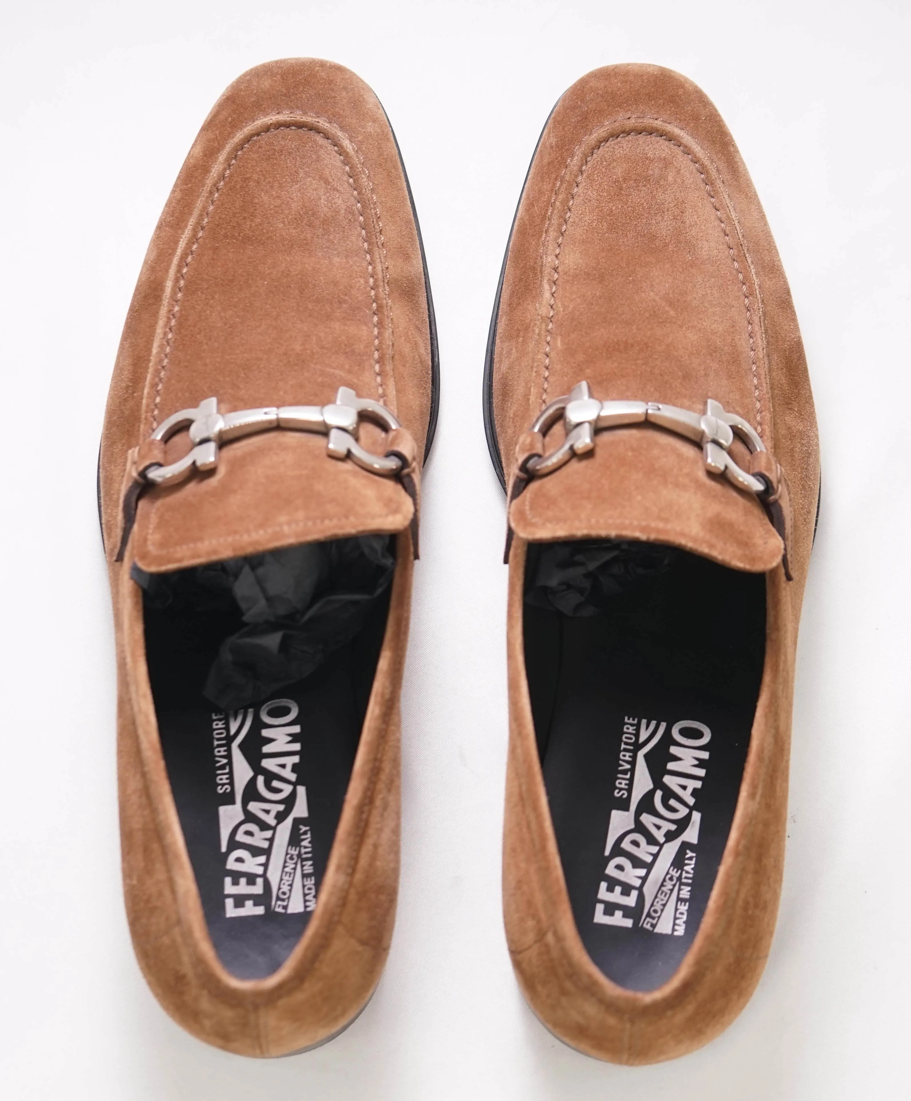 $860 SALVATORE FERRAGAMO -  "FLORI 2" Brown Gancini Bit Loafer - 8D US