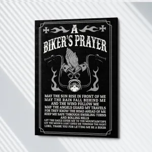 Biker Prayer Premium Wall Canvas