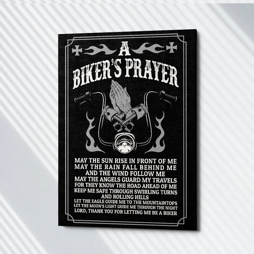 Biker Prayer Premium Wall Canvas