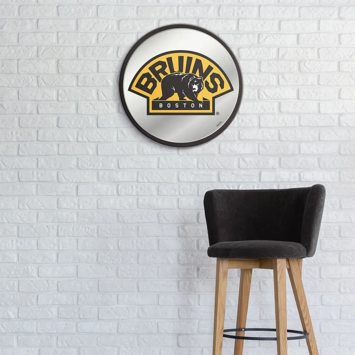Boston Bruins: Secondary Logo - Modern Disc Mirrored Wall Sign