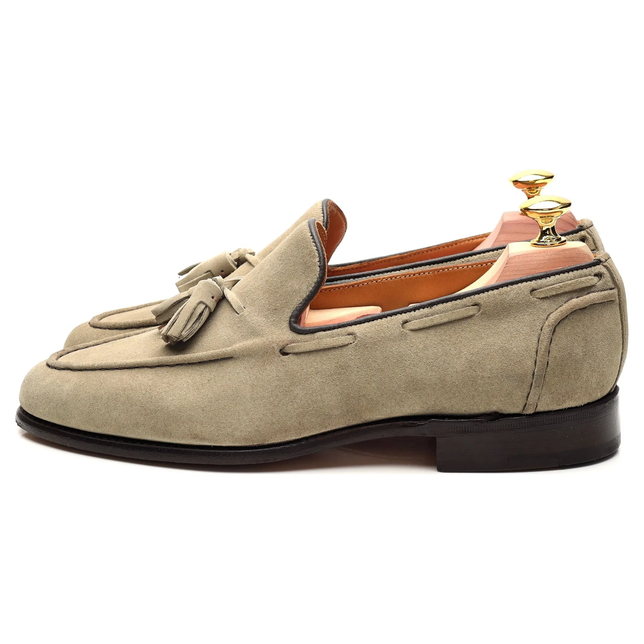 'Chelsea' Stone Suede Tassel Loafer UK 7