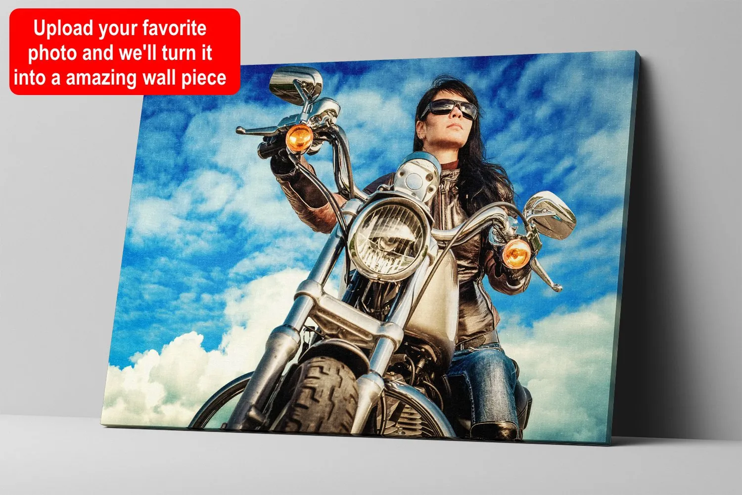 Custom Biker Photo and Text Matte Canvas