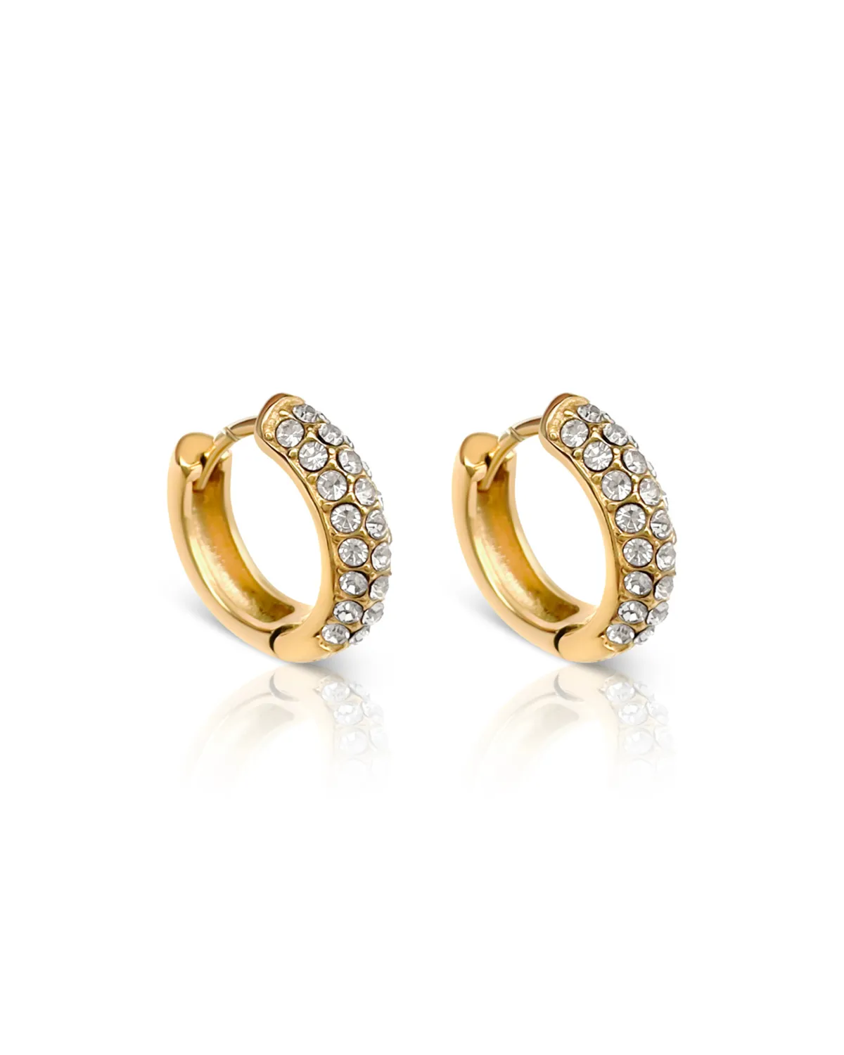 Ever Jewellery Gravitate Crystal Hoop Earrings - Gold
