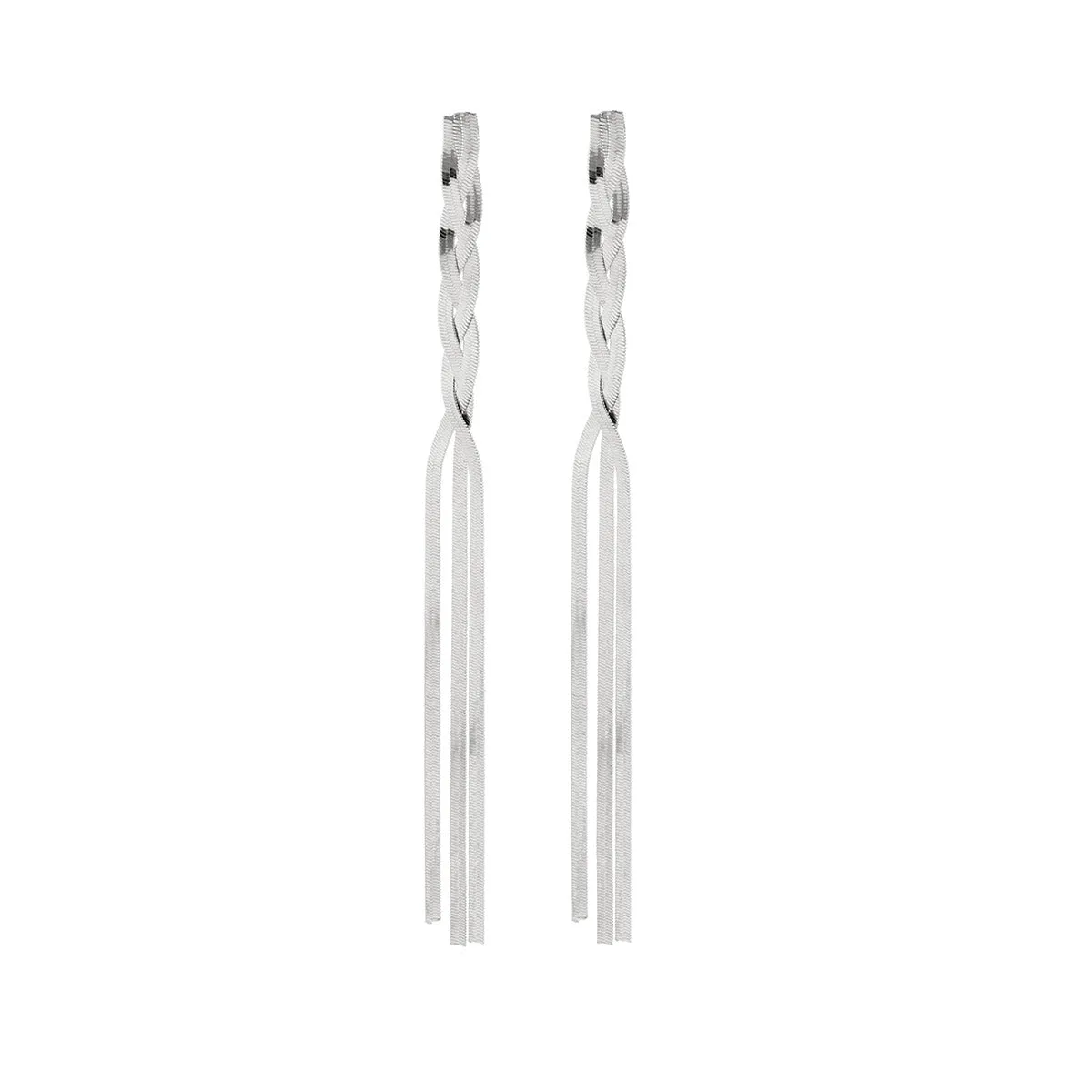 Fashionable Silver-colored Metal Chain Earring