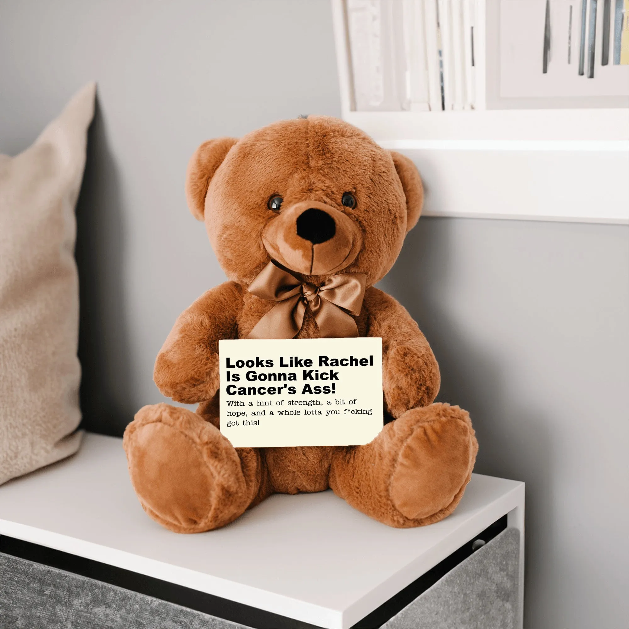 Kick Cancer's Ass Teddy Bear with Message Card - PERSONALIZED - PRICE INCLUDES FREE SHIPPING