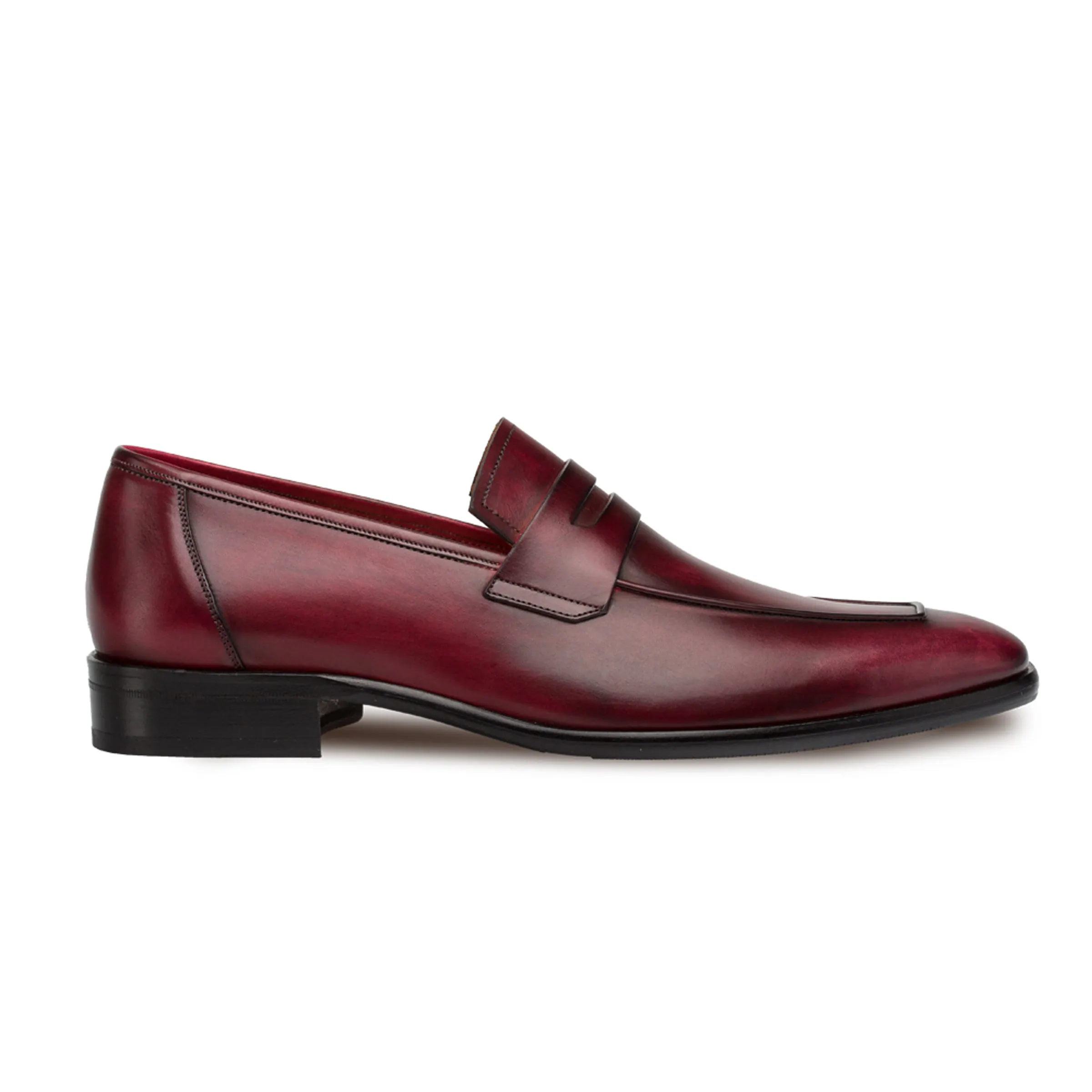 Mens Mezlan Classic Calfskin Slip on Penny Loafer Dress Shoe in Black
