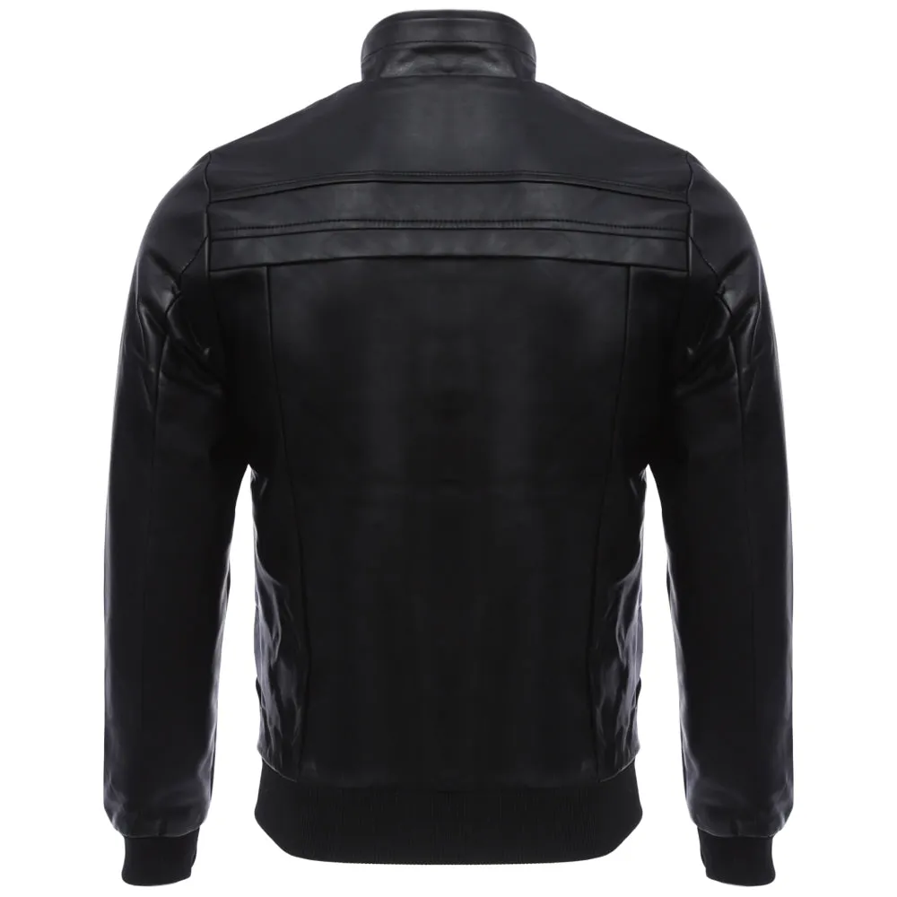 Men's Slim Fit Stylish Stand Collar Zipper Design Warm Leather Coat