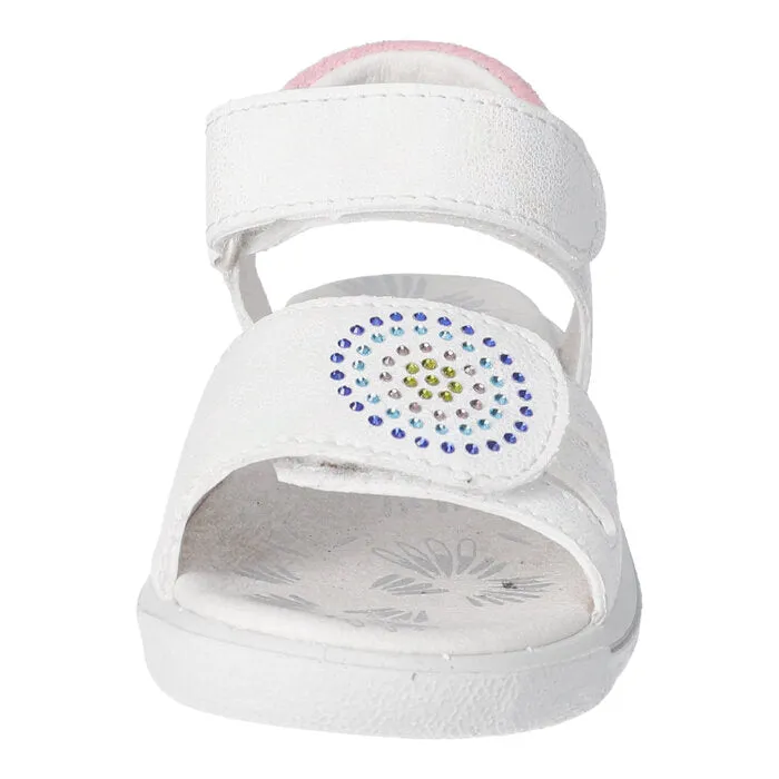Ricosta Sarah White Leather Riptape Sandal