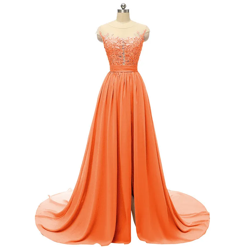 sd-hk Sleeveless Long Wedding Dress Hollowed Pattern