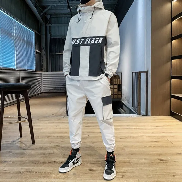 Stylish men's tracksuit inspiration a two-piece outfit Korean plus size style.