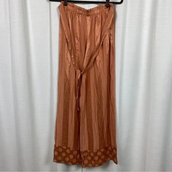 Victoria’s Secret Orange Rust Wide Leg Satin Lounge Pants Sz.S NWT