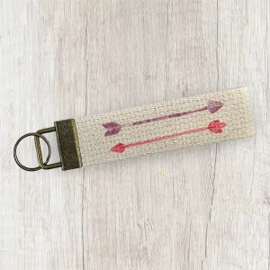 Watercolor Arrows - Valentine's Day Canvas Key Fob