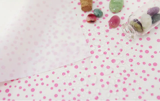 Waterproof Fabric Pink Polkadots on White per Yard (59 x 36") 33740